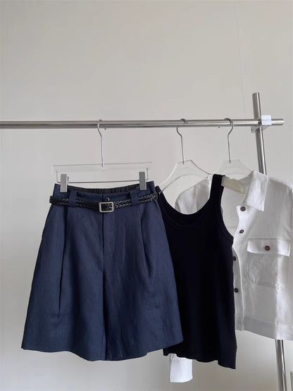 Women's Linen Wide-Leg Shorts
