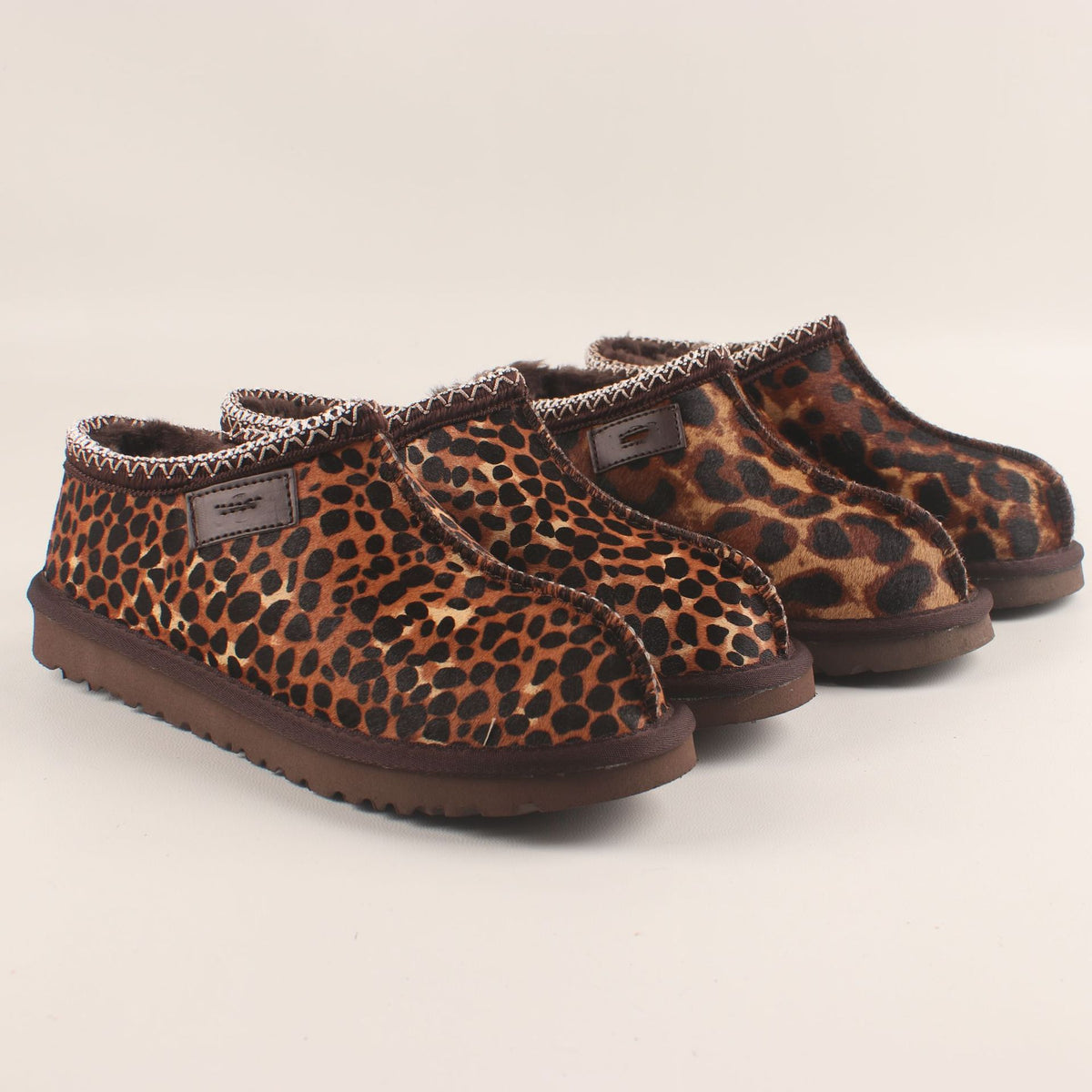 Women's Loafers Genuine Leather Warm Leopard Print Shoes