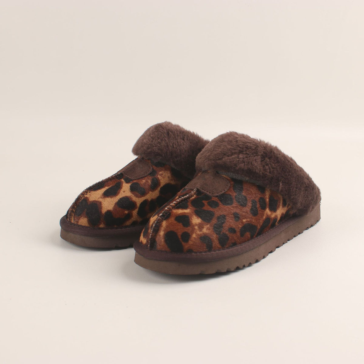Women's Loafers Genuine Leather Warm Leopard Print Shoes