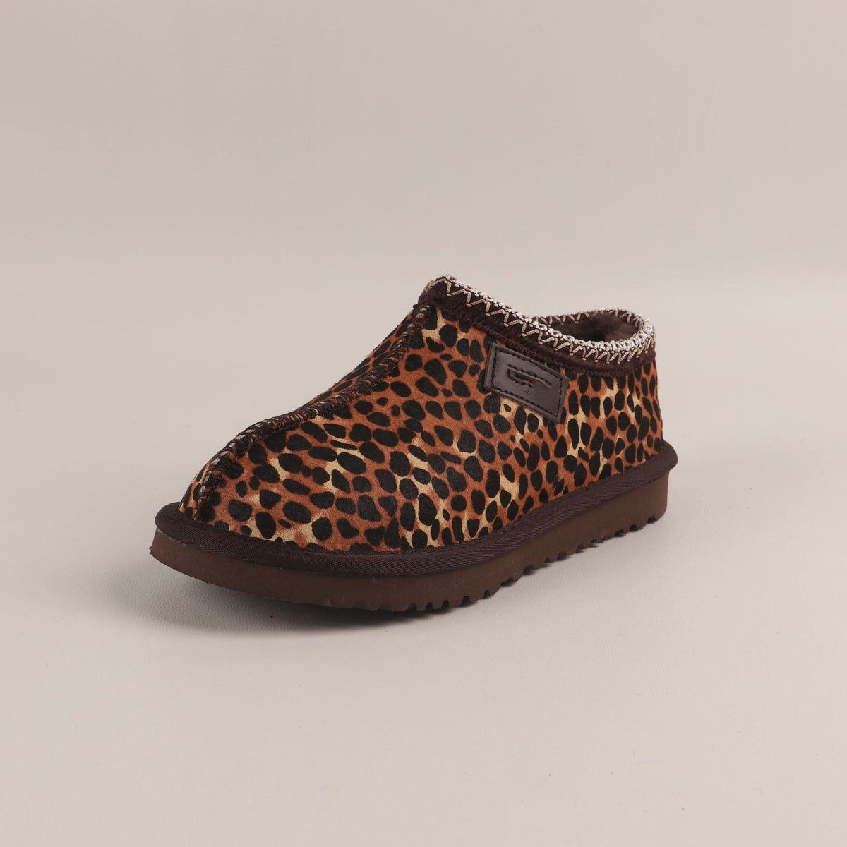 Women's Loafers Genuine Leather Warm Leopard Print Shoes