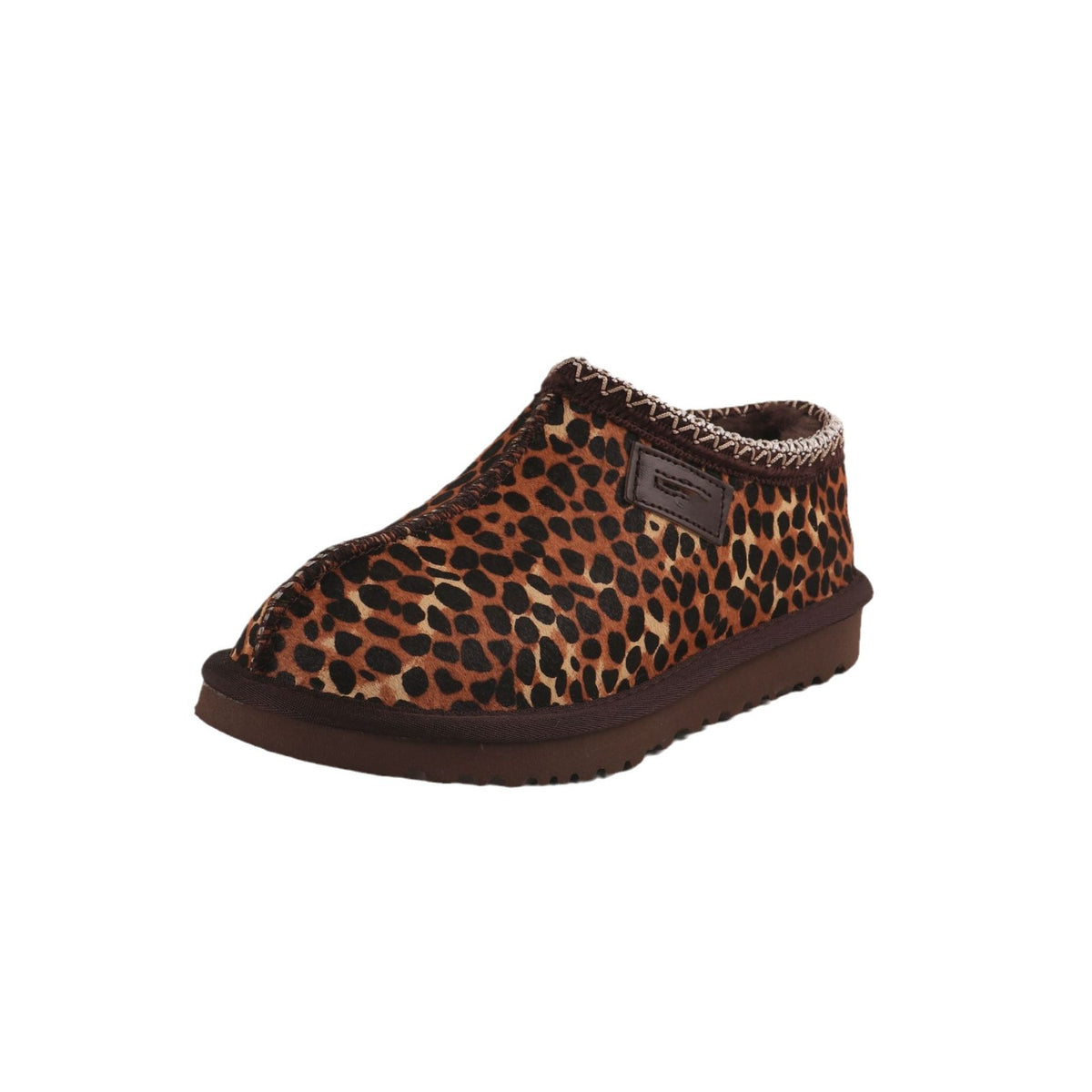 Women's Loafers Genuine Leather Warm Leopard Print Shoes