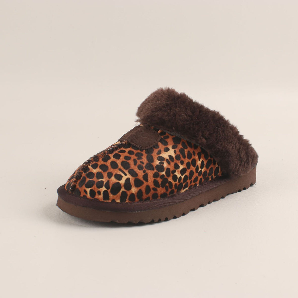 Women's Loafers Genuine Leather Warm Leopard Print Shoes