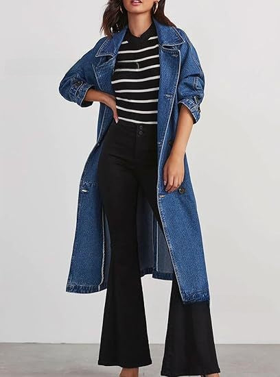 Women's long cardigan denim jacket