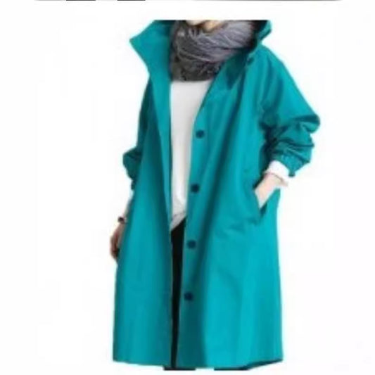 Women's long coat with windproof feature