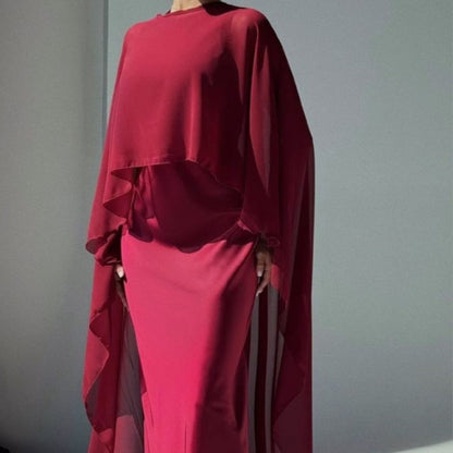 Women's Long Dress and Shawl Set