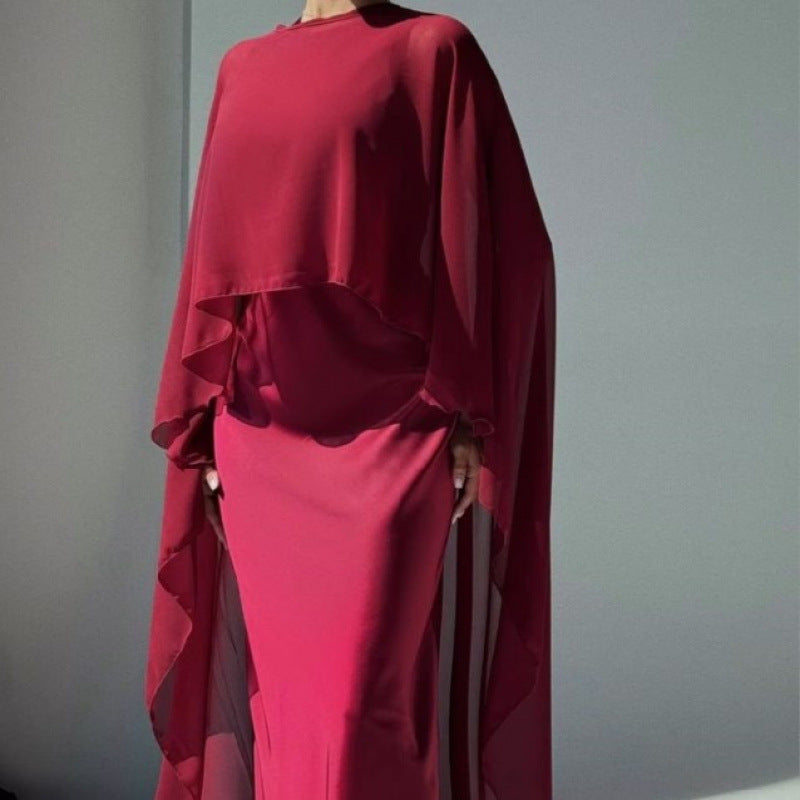 Women's Long Dress and Shawl Set