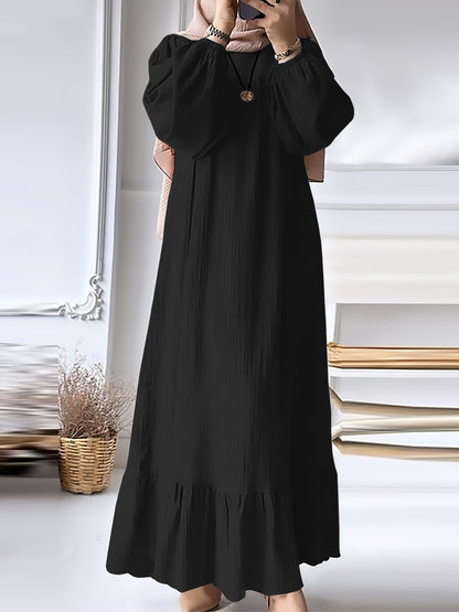 Women's Long Robe Dress with Puff Sleeves