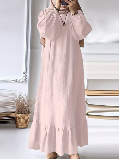 Women's Long Robe Dress with Puff Sleeves