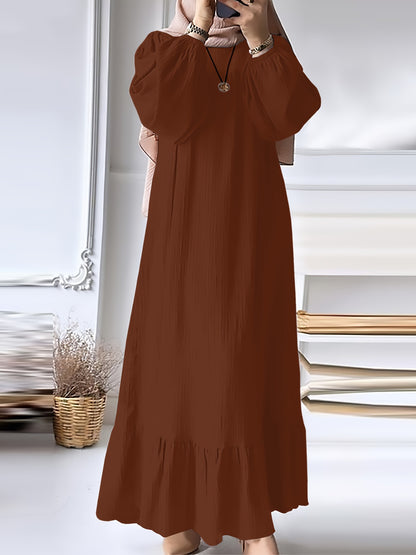 Women's Long Robe Dress with Puff Sleeves
