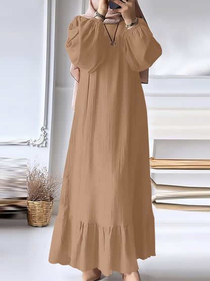 Women's Long Robe Dress with Puff Sleeves