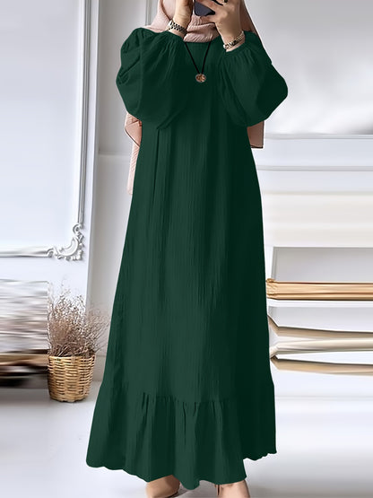 Women's Long Robe Dress with Puff Sleeves