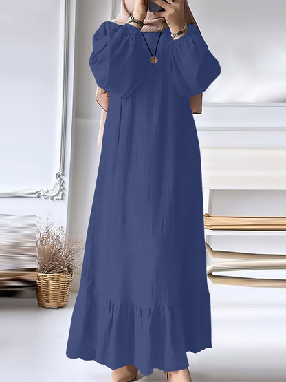 Women's Long Robe Dress with Puff Sleeves