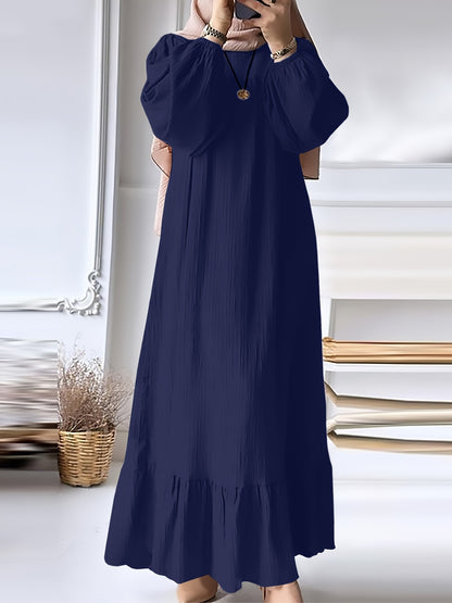 Women's Long Robe Dress with Puff Sleeves