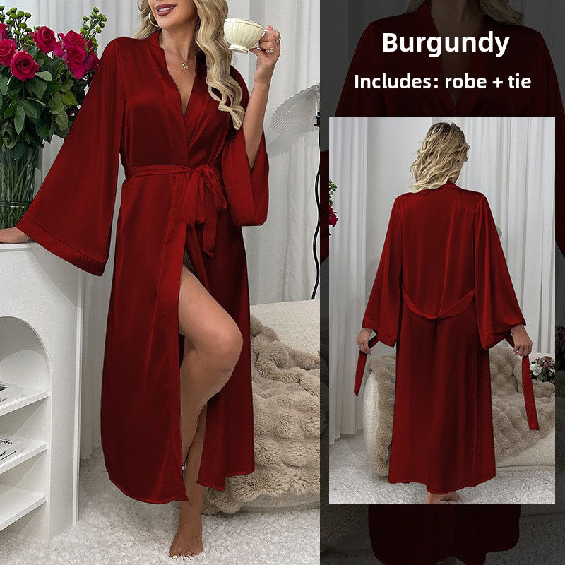 Women's long sexy bathrobe, pajamas, nightgown, home wear