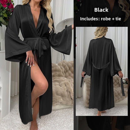 Women's long sexy bathrobe, pajamas, nightgown, home wear