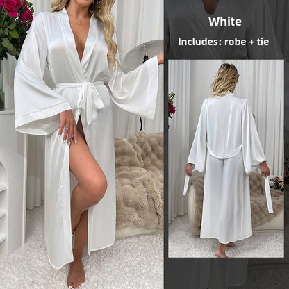 Women's long sexy bathrobe, pajamas, nightgown, home wear