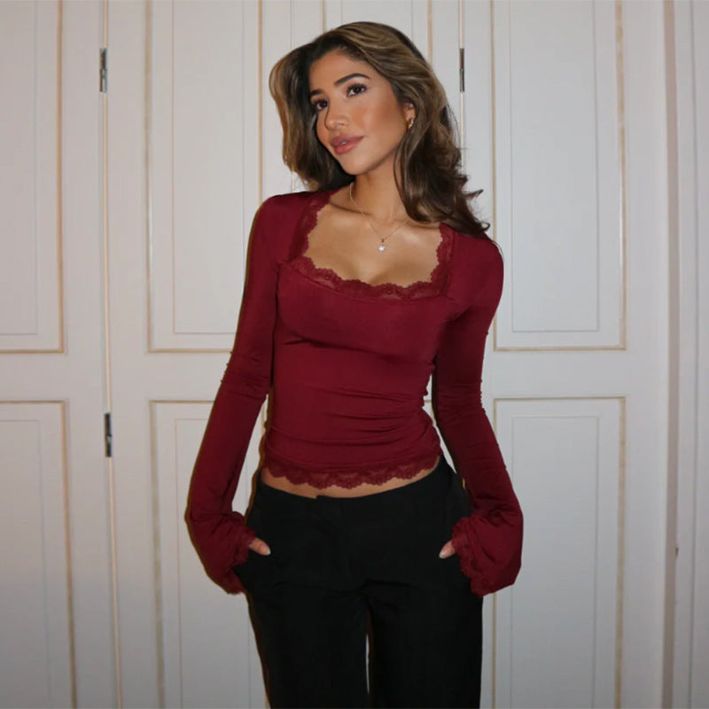 Women's Long Sleeve Lace T-Shirt