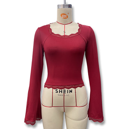 Women's Long Sleeve Lace T-Shirt