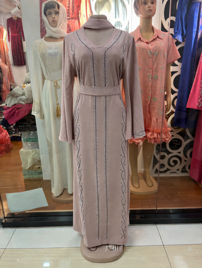 Women's Long Sleeve Rhinestone Dress