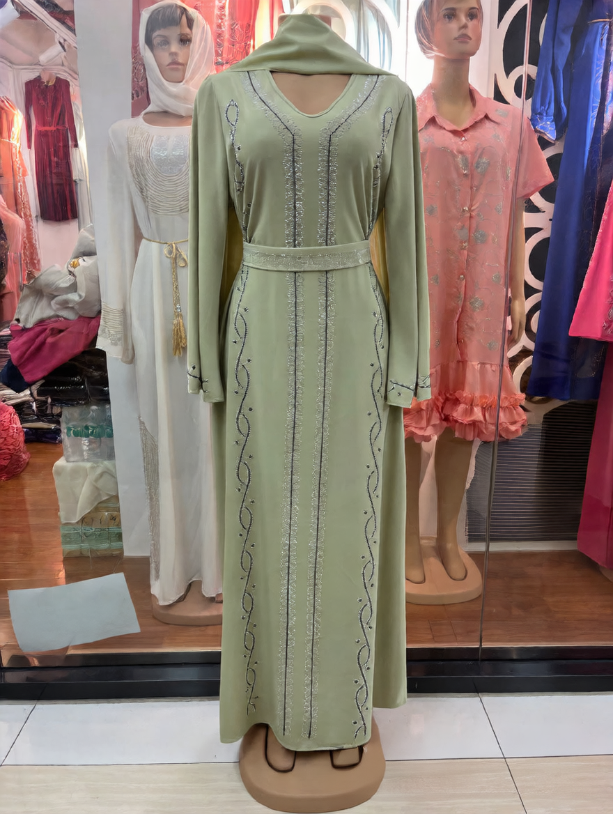 Women's Long Sleeve Rhinestone Dress