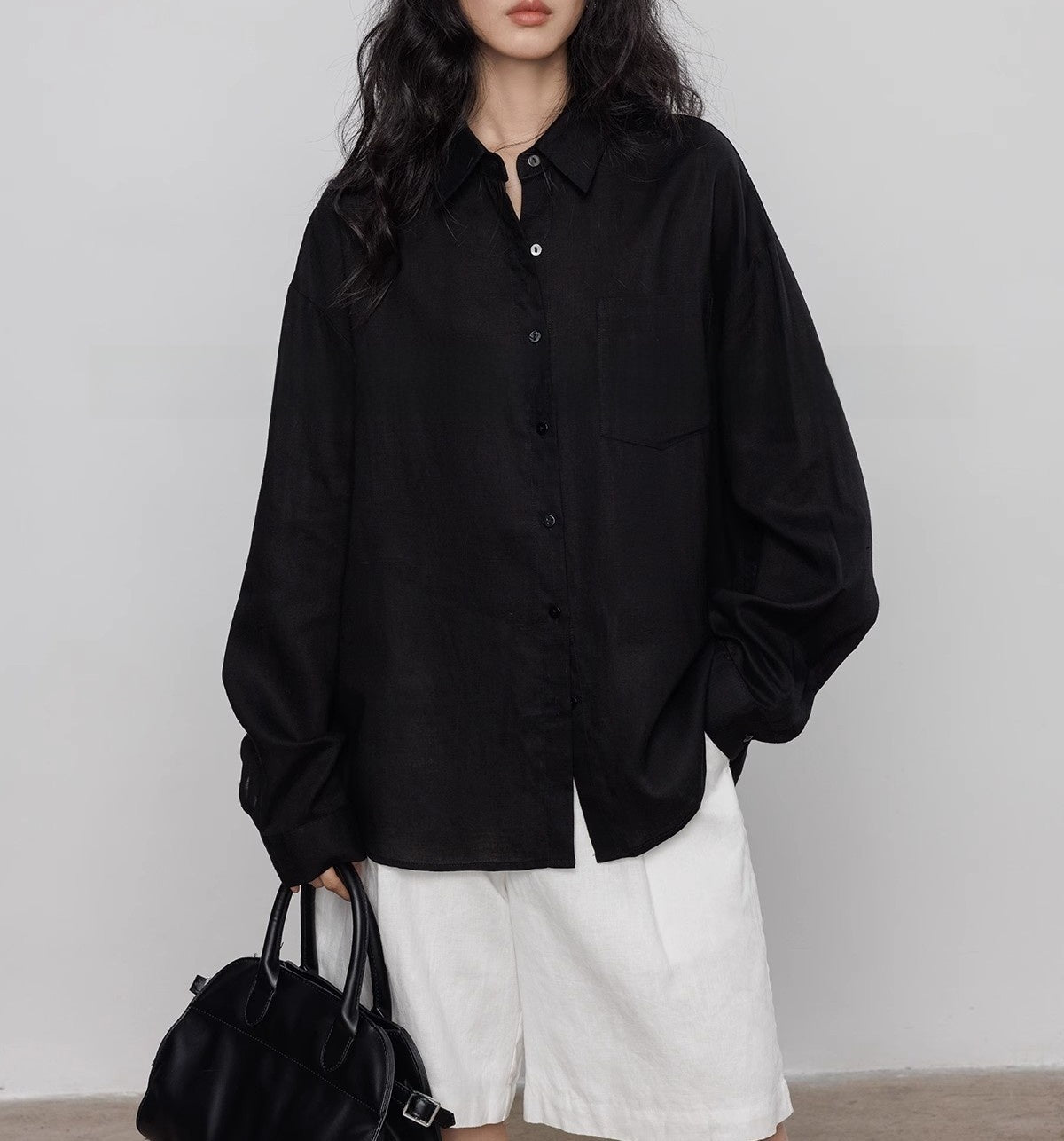 Women's Long-Sleeve Shirt with Tencel Linen, Vintage Style, Casual and Lazy, Suitable for Commuting