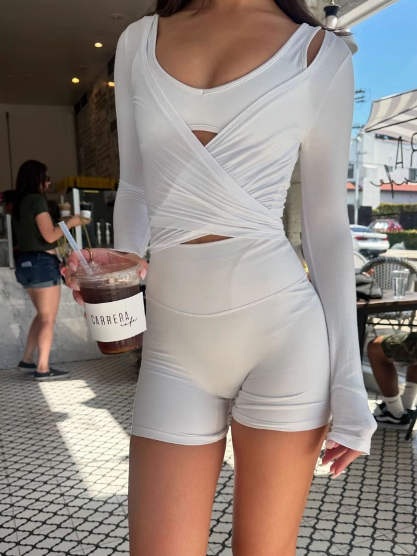 Women's Long Sleeve Strappy Yoga Top for Fitness