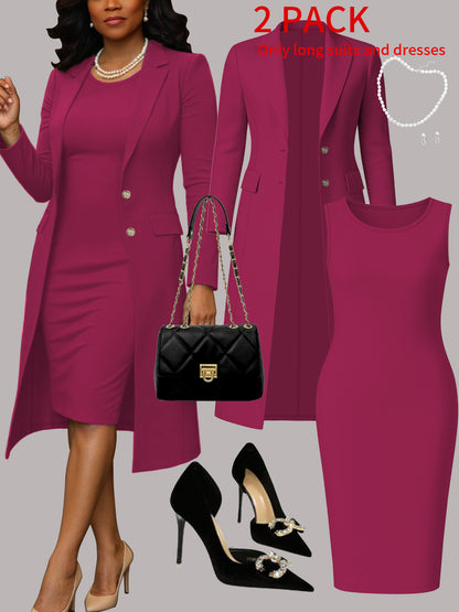 Women's Long Sleeve suit and Sleeveless Dress Set