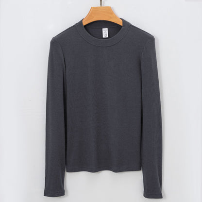 Women's Long Sleeve T-Shirt Cashmere-Like Warm Semi-Turtleneck
