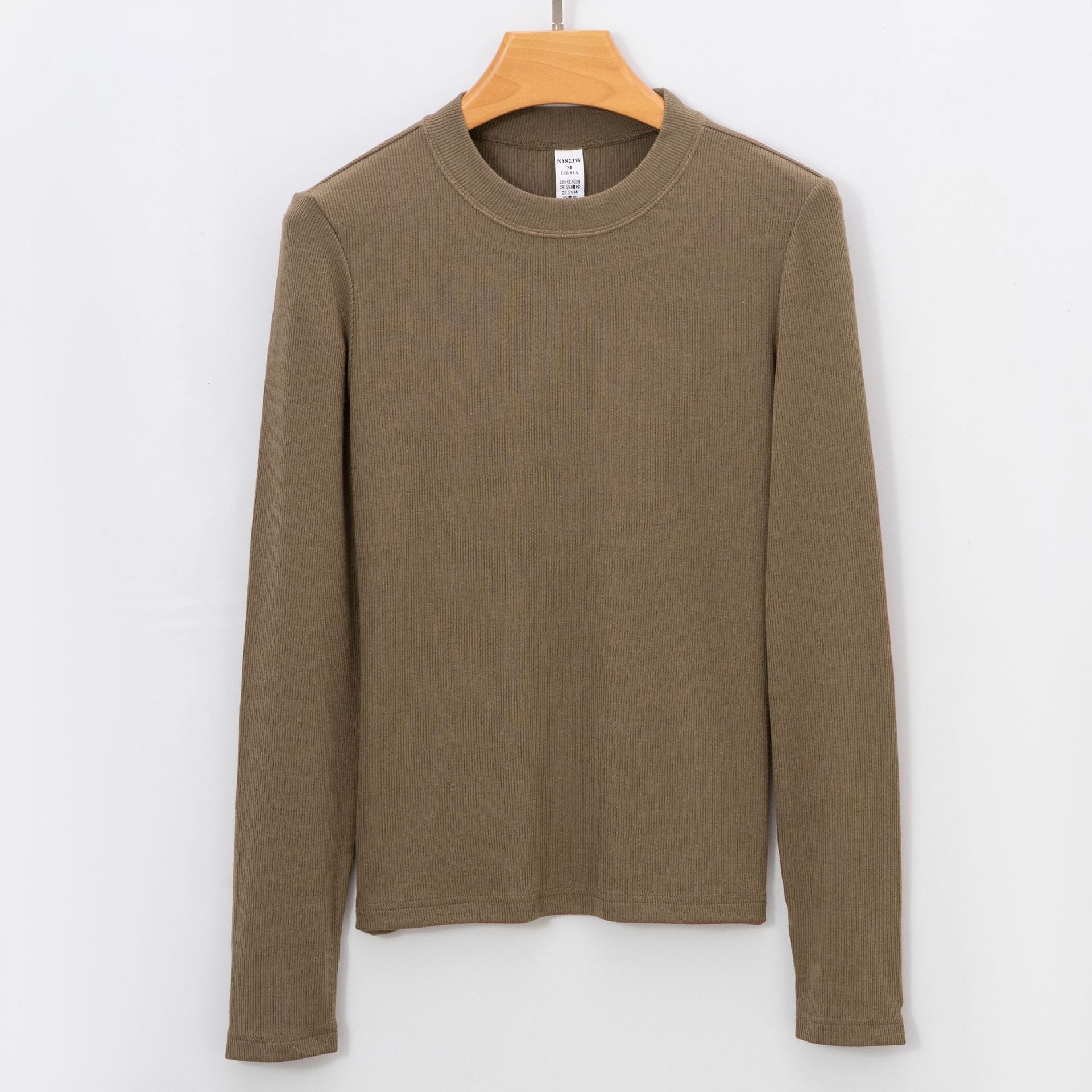 Women's Long Sleeve T-Shirt Cashmere-Like Warm Semi-Turtleneck