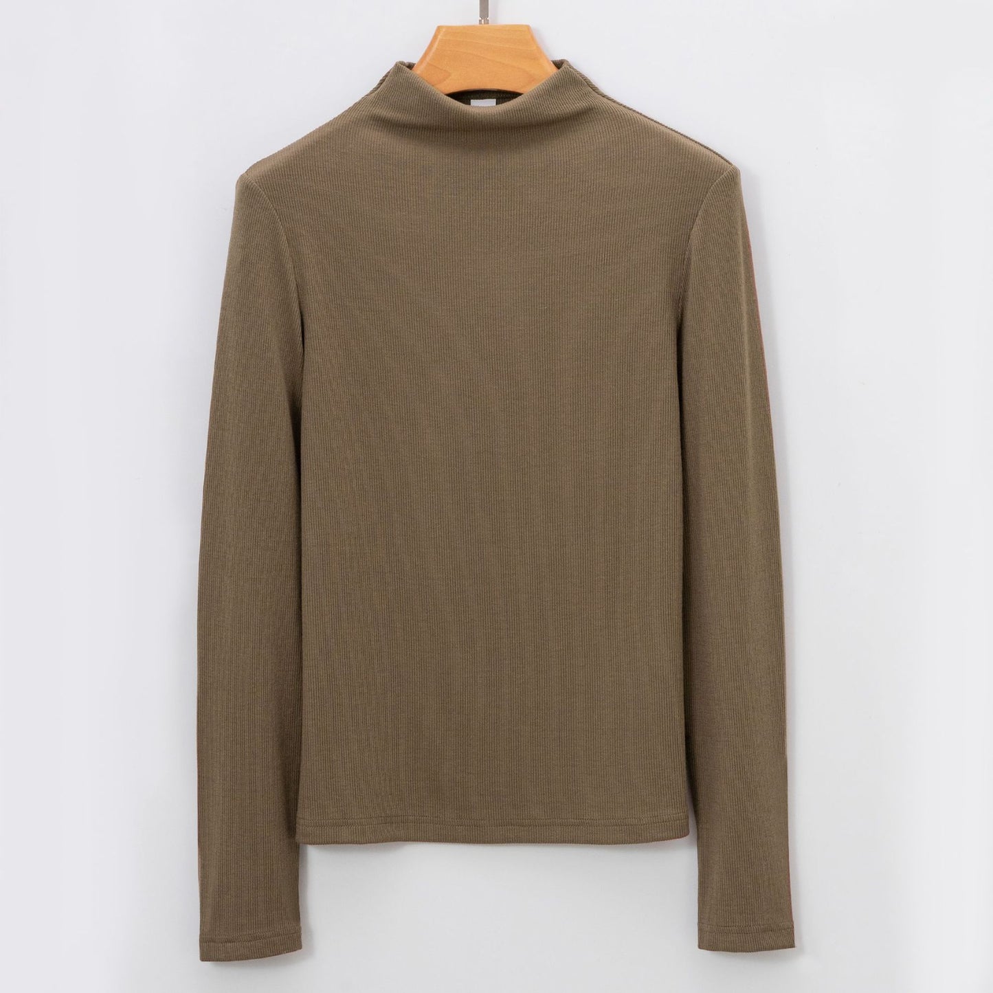 Women's Long Sleeve T-Shirt Cashmere-Like Warm Semi-Turtleneck