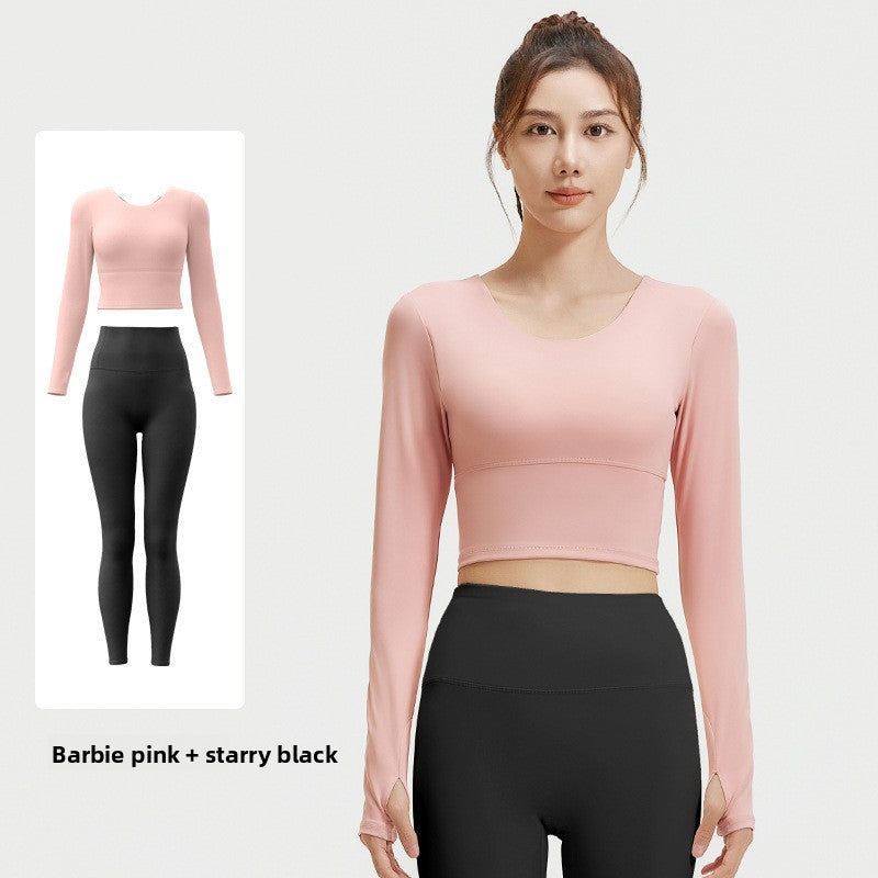 Women's Long Sleeve Yoga Set with Built-In Bra