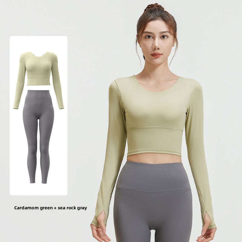 Women's Long Sleeve Yoga Set with Built-In Bra