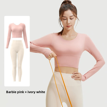Women's Long Sleeve Yoga Set with Built-In Bra