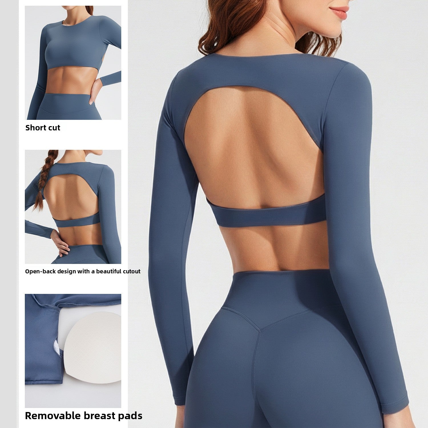 Women's Long Sleeve Yoga Top with Back Cutout
