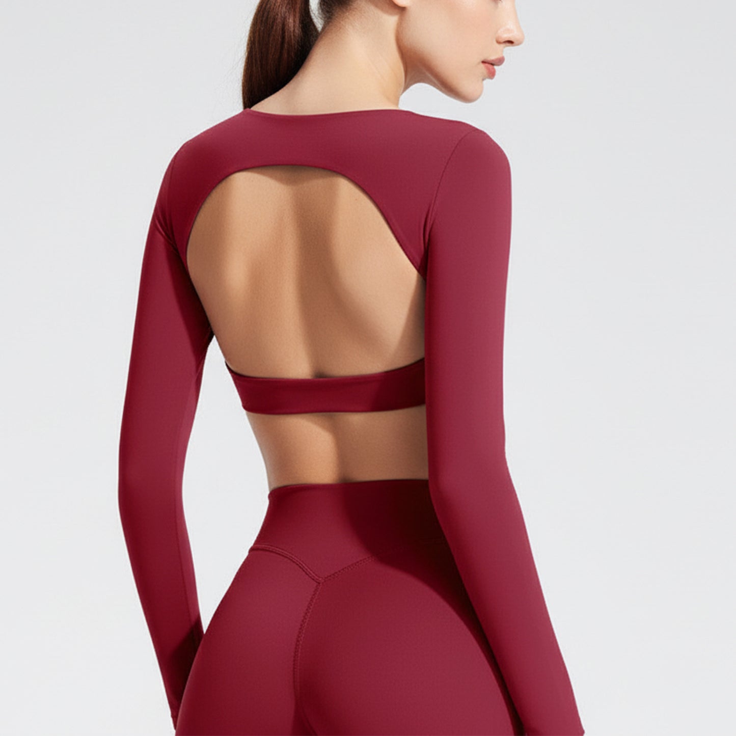Women's Long Sleeve Yoga Top with Back Cutout