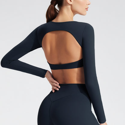 Women's Long Sleeve Yoga Top with Back Cutout