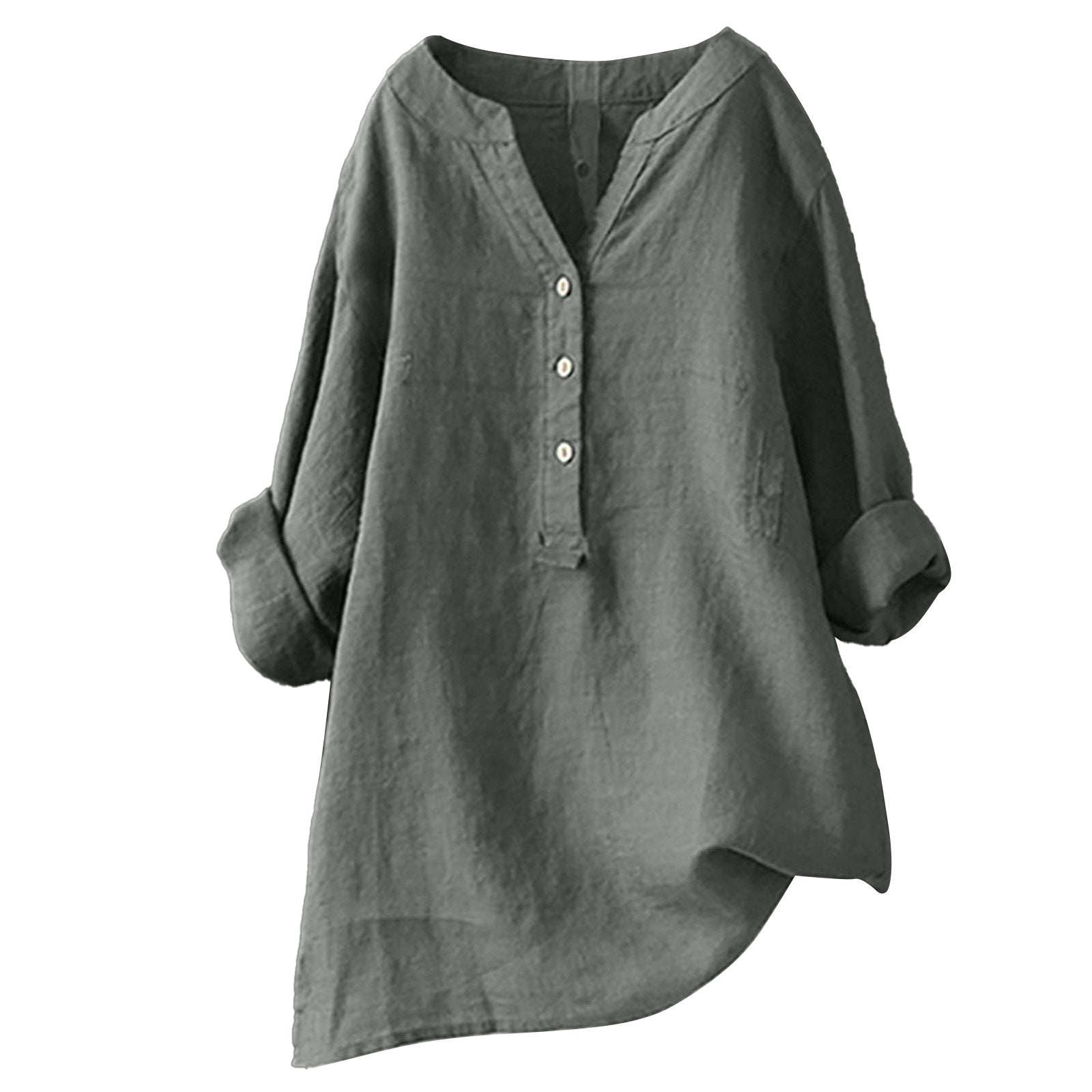 Women's long-sleeved cotton and linen top
