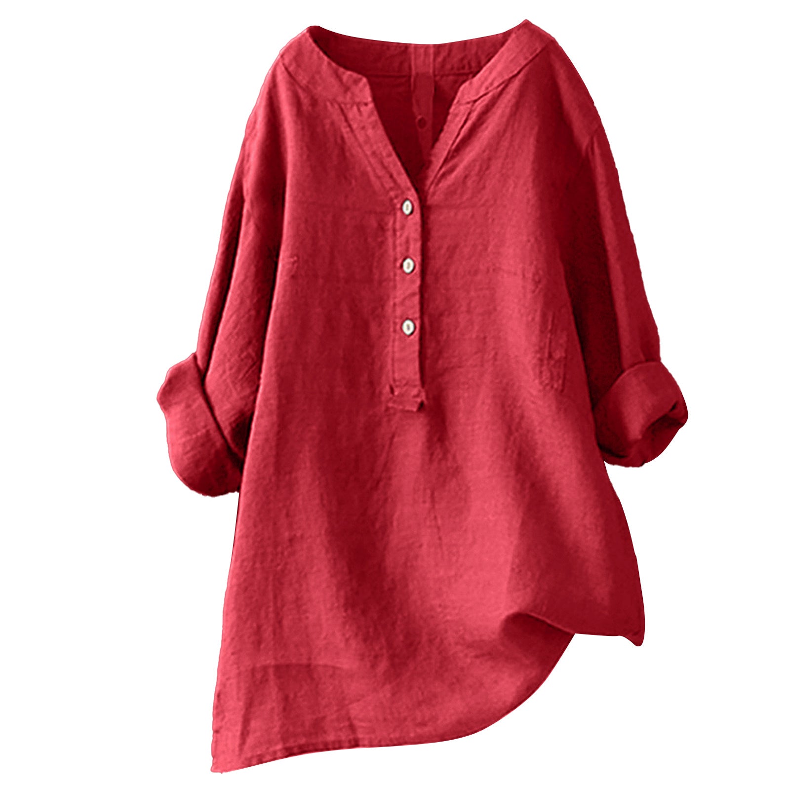 Women's long-sleeved cotton and linen top