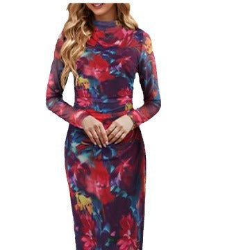 Women's Long-Sleeved Tie-Dye Elegant dress