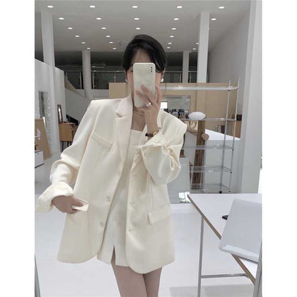 Women's Loose Fit Blazer and Suspenders Skirt Set