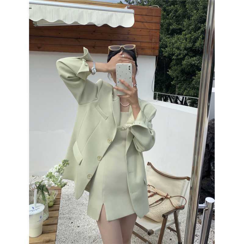 Women's Loose Fit Blazer and Suspenders Skirt Set