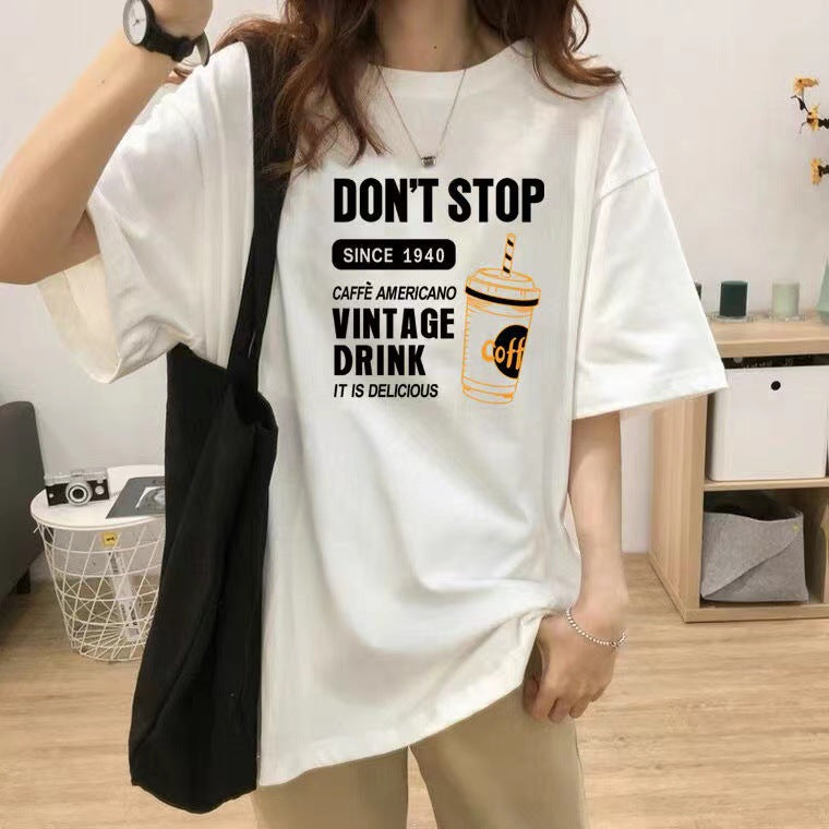 Women's Loose Fit Cotton Short-Sleeve Printed T-Shirt