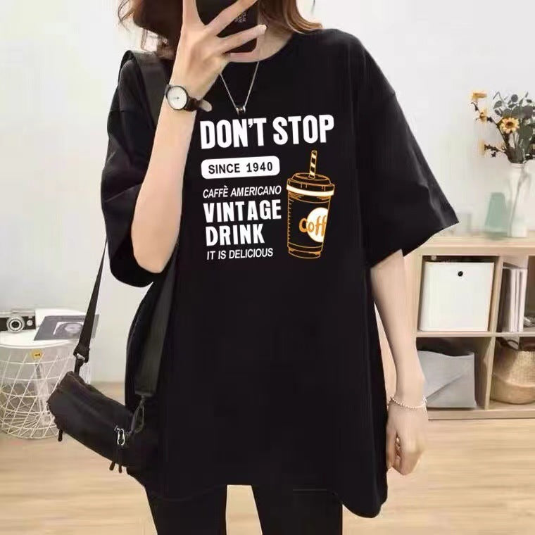 Women's Loose Fit Cotton Short-Sleeve Printed T-Shirt