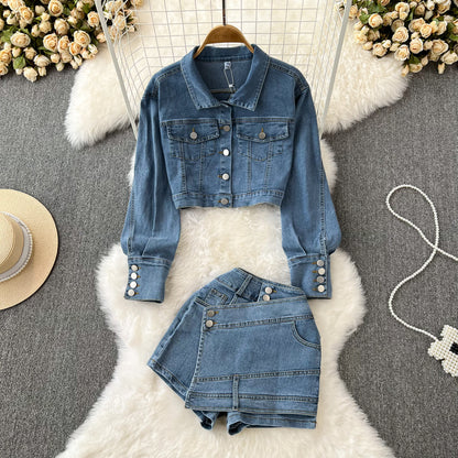 Women's loose-fit denim jacket set