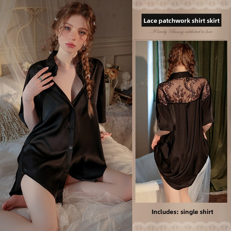 Women's Loose Short-Sleeve Ice Silk Pajama