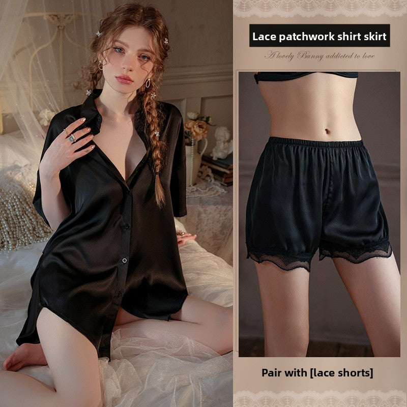 Women's Loose Short-Sleeve Ice Silk Pajama