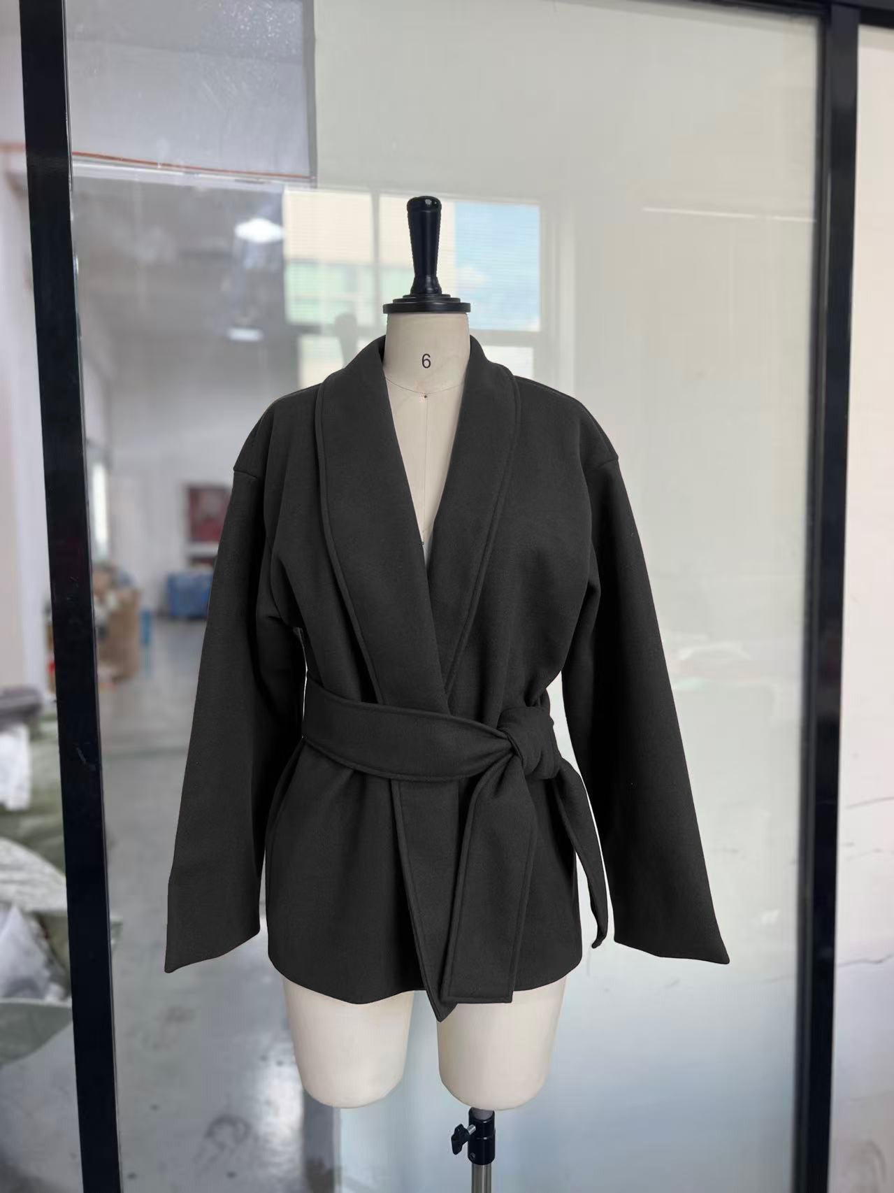 Women's Loose Tie-Up Coat