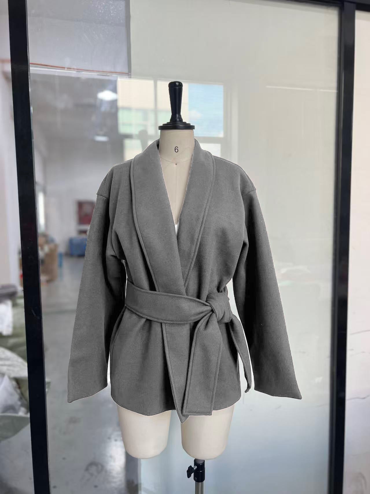 Women's Loose Tie-Up Coat