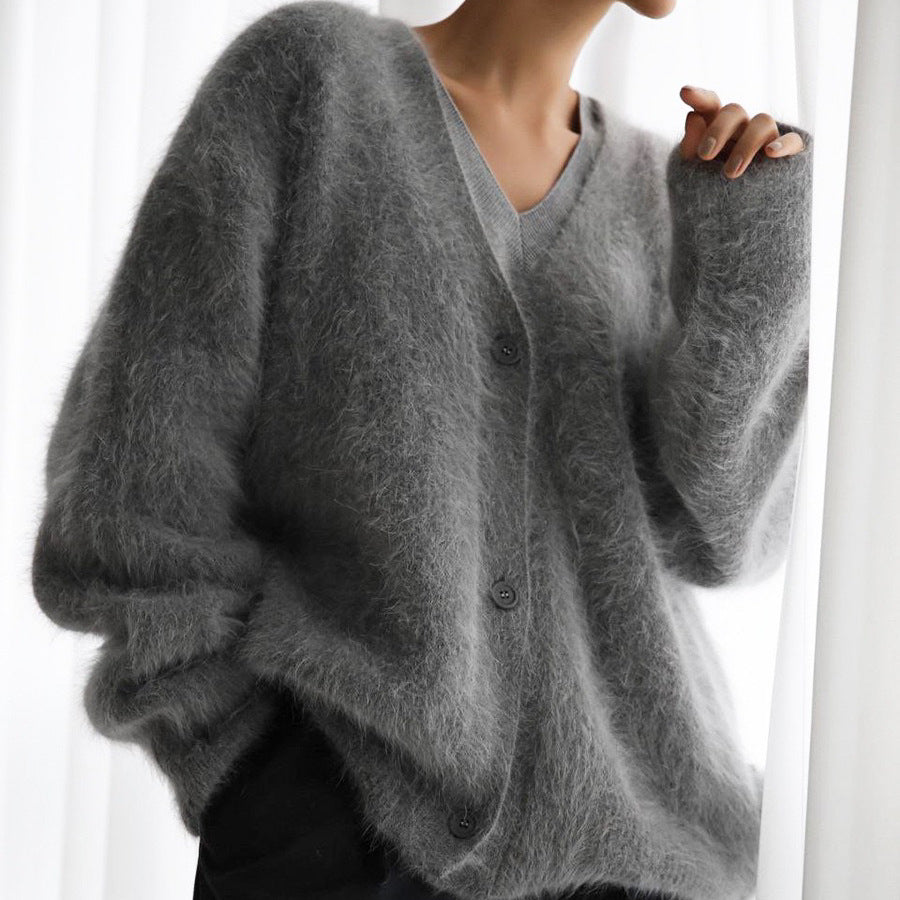 Women's Loose V-Neck Knitted Cardigan