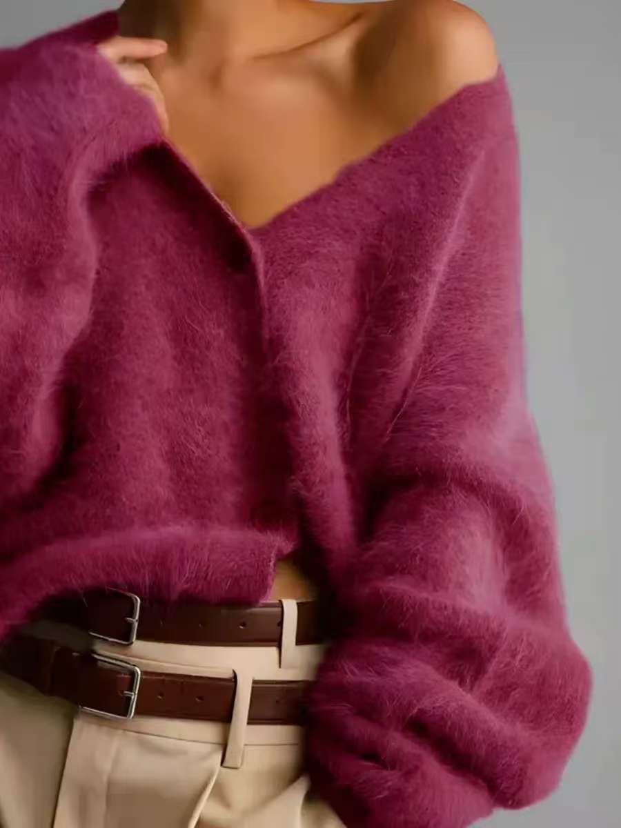 Women's Loose V-Neck Knitted Cardigan